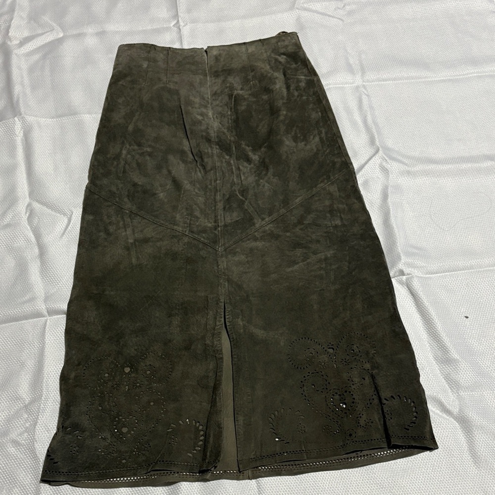 Siena Studio leather Dark Olive A-Line Skirt - Picture 10 of 15